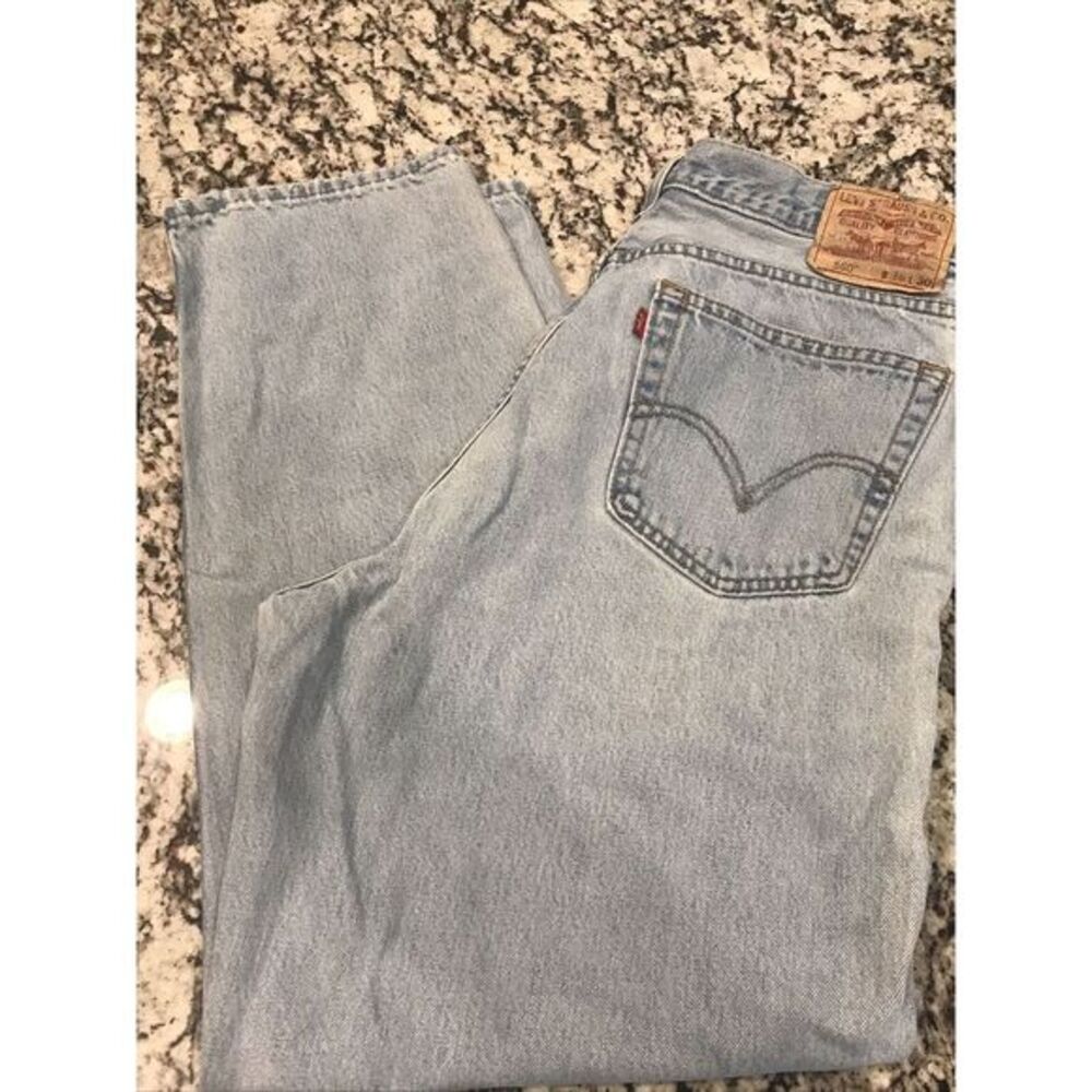 Levi's 560 Straight Leg Distressed Vintage Light Wash Blue Jeans Size 36 x‎ 30
